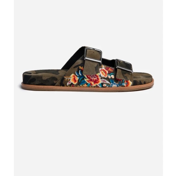 Johnny Was Shoes - 🦋NEW JOHNNY WAS EMBROIDERED BUCKLE SLIDES SANDALS IN CAMO 7